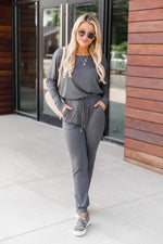 Load image into Gallery viewer, Love Is All Around You Grey Jumpsuit