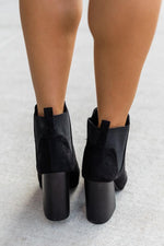 Load image into Gallery viewer, Eliana Black Block Heel Open Toe Booties