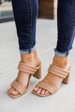 Load image into Gallery viewer, Raina Nude Double Strap Block Heel