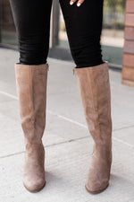 Load image into Gallery viewer, Susan Taupe Block Heel Tall Boots