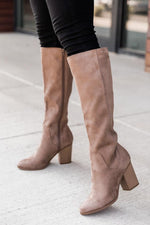 Load image into Gallery viewer, Susan Taupe Block Heel Tall Boots