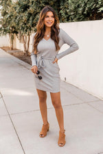 Load image into Gallery viewer, Spend The Weekend Ribbed Knit Mini Grey Dress