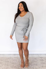 Load image into Gallery viewer, Spend The Weekend Ribbed Knit Mini Grey Dress