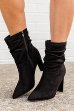 Load image into Gallery viewer, Leena Black Pointed Toe Suede Booties
