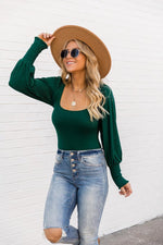 Load image into Gallery viewer, Goodbye Letters Green Square Neck Bodysuit