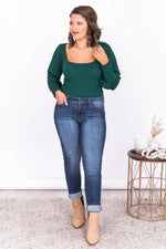 Load image into Gallery viewer, Goodbye Letters Green Square Neck Bodysuit