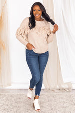Load image into Gallery viewer, Change In Reasons Taupe Fringe Sweater FINAL SALE