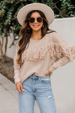 Load image into Gallery viewer, Change In Reasons Taupe Fringe Sweater FINAL SALE