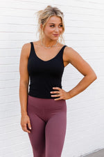 Load image into Gallery viewer, Miles Ahead Black V-Neck Tank Bra Top