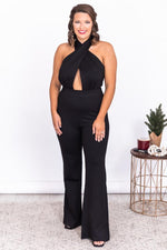 Load image into Gallery viewer, A Point In Time Black Cross Neck Jumpsuit