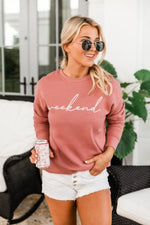 Load image into Gallery viewer, Weekend Script Mauve Sweatshirt