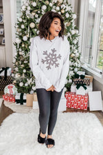 Load image into Gallery viewer, Animal Print Snowflake White Graphic Sweatshirt