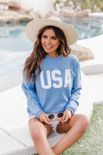 Load image into Gallery viewer, Jersey USA Graphic Corded Blue Sweatshirt
