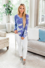 Load image into Gallery viewer, A New Point Of View Tie Dye Blouse Navy FINAL SALE