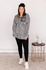 Load image into Gallery viewer, All Snowed In Monogram Animal Print Ivory/Grey Pullover