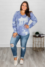 Load image into Gallery viewer, A New Point Of View Tie Dye Blouse Navy FINAL SALE