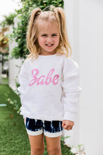 Load image into Gallery viewer, Kids Babe Script Graphic Sweatshirt White