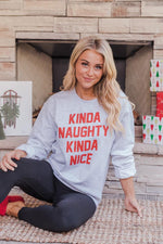 Load image into Gallery viewer, Kinda Naughty Kinda Nice Ash Graphic Sweatshirt