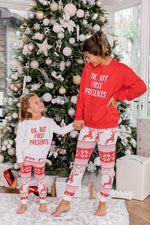 Load image into Gallery viewer, Kids OK, But First Presents White Graphic Sweatshirt