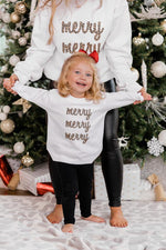Load image into Gallery viewer, Kids Animal Print Merry Merry Merry White Graphic Sweatshirt