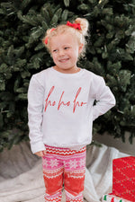 Load image into Gallery viewer, Kids Ho Ho Ho Script White Graphic Sweatshirt
