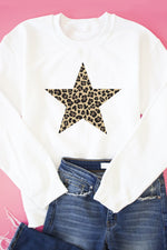 Load image into Gallery viewer, Animal Print Star White Graphic Sweatshirt