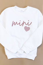 Load image into Gallery viewer, Mini Script Mauve Animal Print White Kids Graphic Sweatshirt