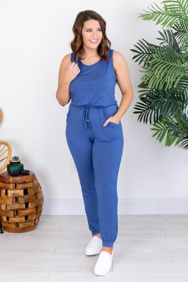 Let's Be Happy Dark Blue Jumpsuit