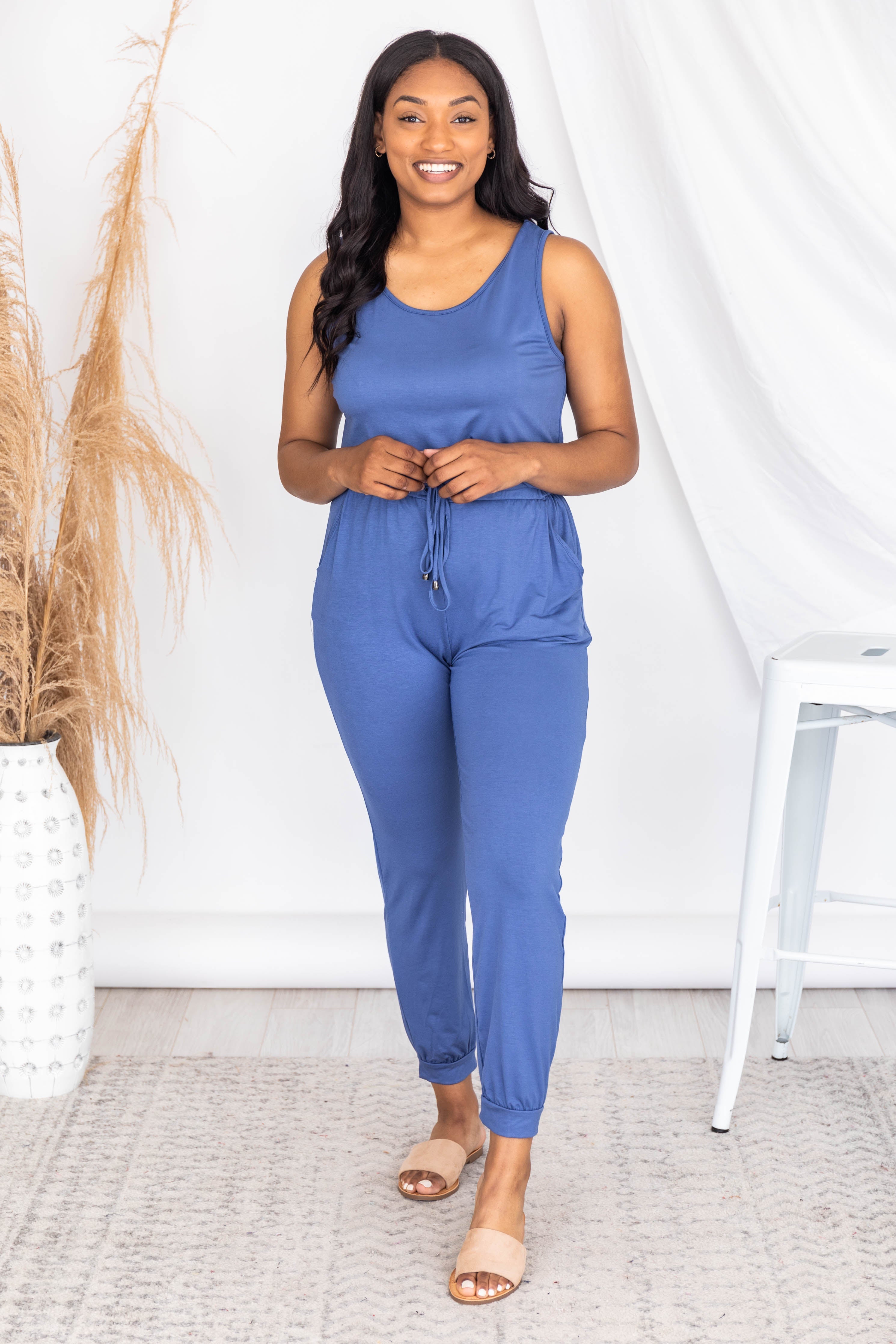 Let's Be Happy Dark Blue Jumpsuit