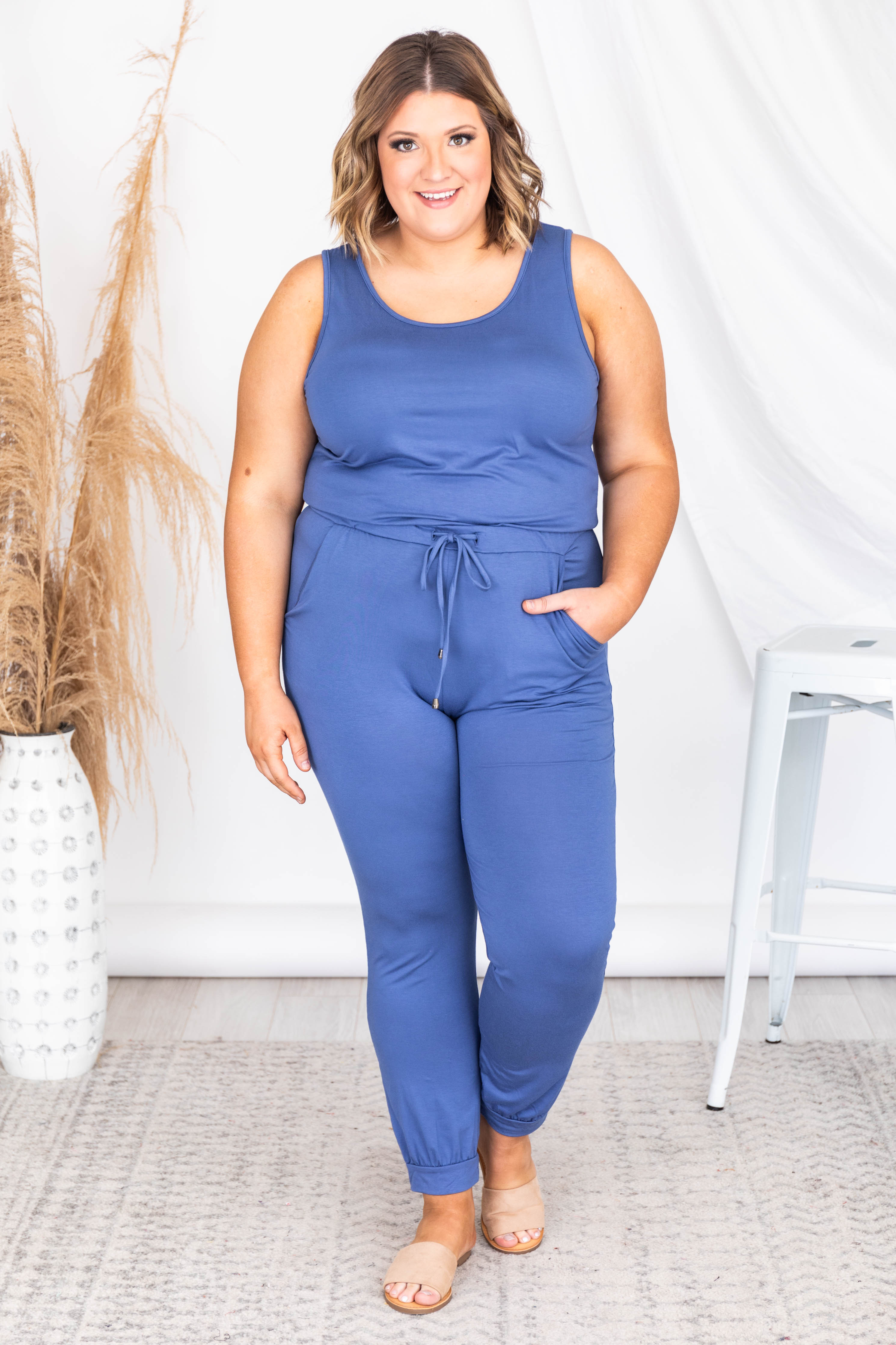 Let's Be Happy Dark Blue Jumpsuit