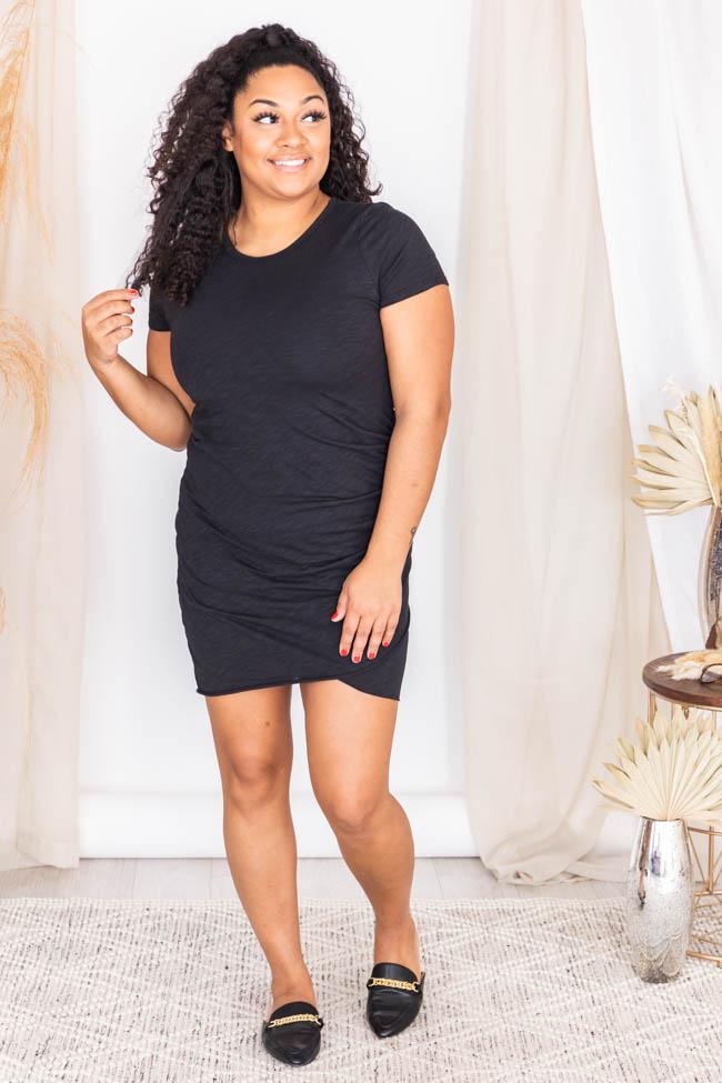 Give Me A Little Time Black T-Shirt Dress