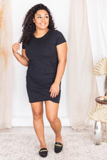 Load image into Gallery viewer, Give Me A Little Time Black T-Shirt Dress
