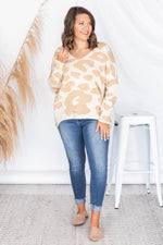 Load image into Gallery viewer, Call To You Taupe Animal Print Sweater
