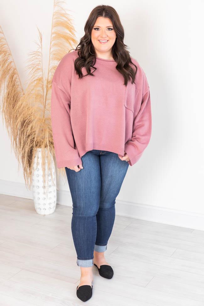Cozy Up Pocket Sweater Dark Mauve