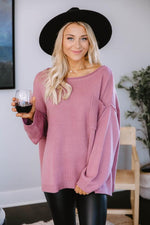 Load image into Gallery viewer, Cozy Up Pocket Sweater Dark Mauve
