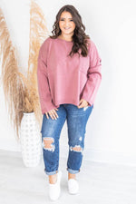 Load image into Gallery viewer, Cozy Up Pocket Sweater Dark Mauve
