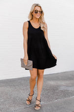 Load image into Gallery viewer, Giving Your All Tiered Tank Dress Black
