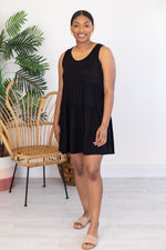 Load image into Gallery viewer, Giving Your All Tiered Tank Dress Black
