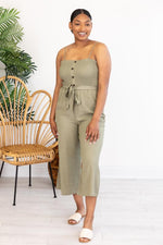 Load image into Gallery viewer, Sure Thing Jumpsuit Olive
