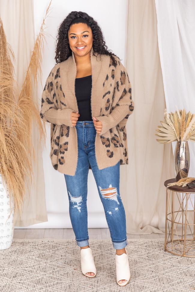 Caught Your Gaze Animal Print Brown Cardigan