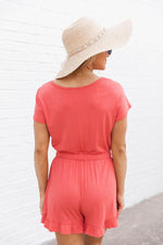 Load image into Gallery viewer, Anything You Need Coral Romper
