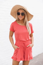Load image into Gallery viewer, Anything You Need Coral Romper

