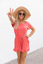 Load image into Gallery viewer, Anything You Need Coral Romper
