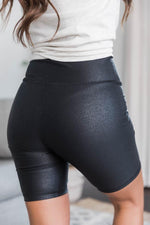 Load image into Gallery viewer, Run After A Dream Faux Leather Black Biker Shorts
