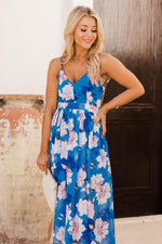 Load image into Gallery viewer, It&#39;s Love At First Sight Blue Floral Maxi Dress
