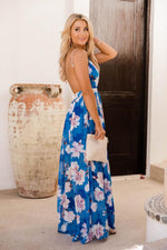Load image into Gallery viewer, It&#39;s Love At First Sight Blue Floral Maxi Dress
