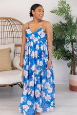 Load image into Gallery viewer, It&#39;s Love At First Sight Blue Floral Maxi Dress
