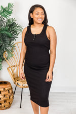 Load image into Gallery viewer, Wonderstruck Love Midi Black Ribbed Tank Dress
