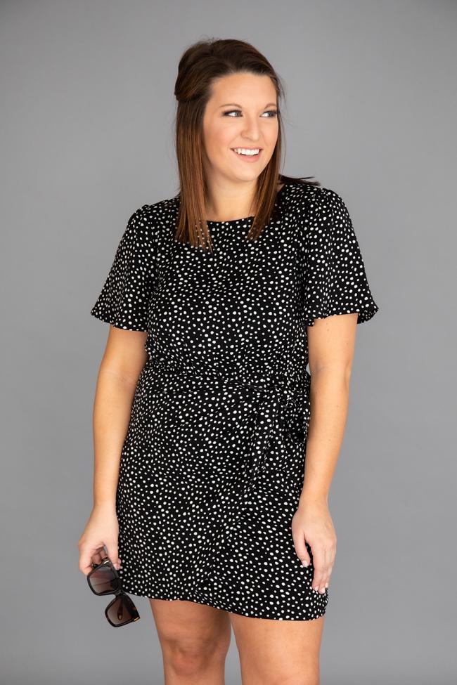Stylish And Chic Spotted Dress Black