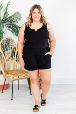 Load image into Gallery viewer, Ready For The Weekend Black Romper

